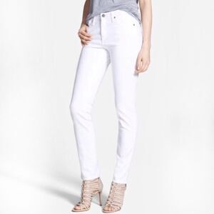 AG Prima Ankle /Cigarette Ankle White Skinny Jeans! Retail $225.